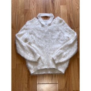 Express white fuzzy sweater